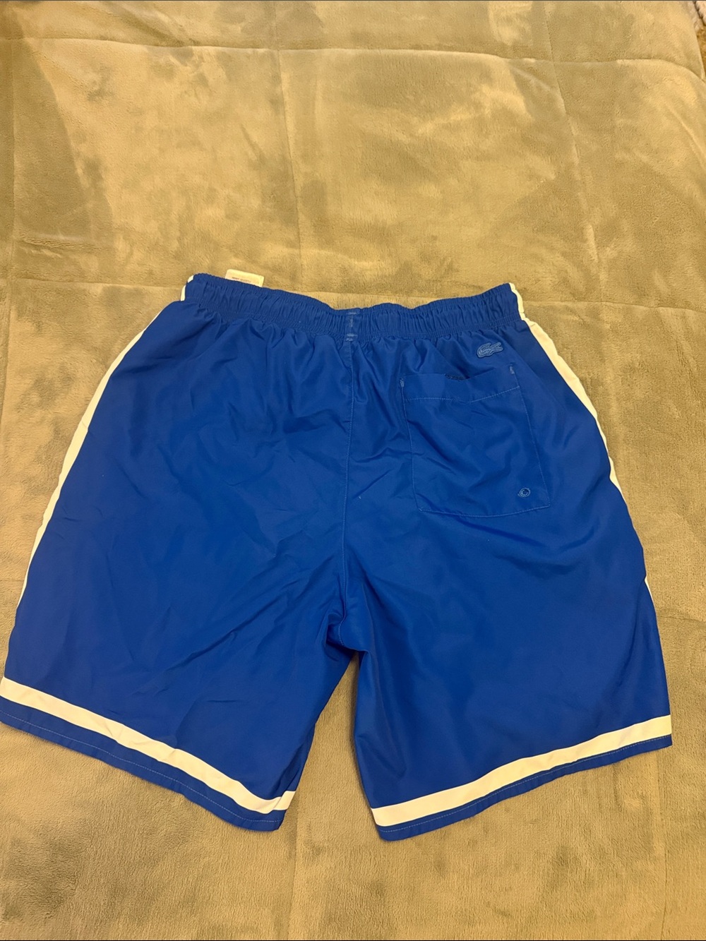 Lacoste Men's Royal Blue Swim Shorts with White Trim - Picture 2 of 2